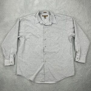 John Henry Micro-Touch Button Down Shirt Mens Large Gray